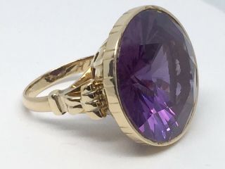 Huge Deco 14k Solid Gold Color Change Sapphire Ring Sz 6.  5 12.  6 Grams $1 & Nr