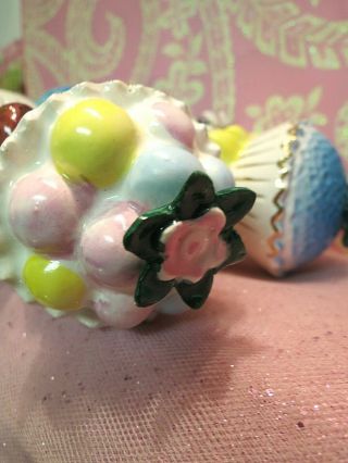 Vtg Enesco Sweet Shoppe Cupcake Candy Girls Head Vase Planter W Floral Bouquets 10