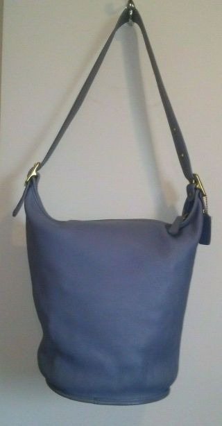 Vintage Coach X Large Periwinkle Leather Legacy Duffel Bucket Tote Bag 9085 Usa
