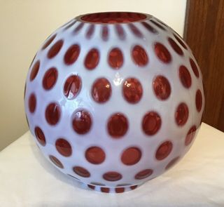 Vintage Fenton Art Glass Cranberry Opalescent Coin Dot Gwtw Lamp Shade