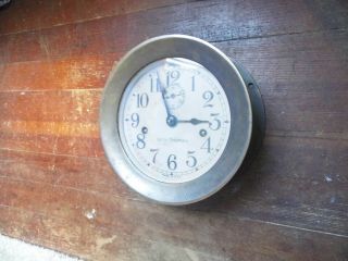 Seth Thomas Ship ' s Clock Double Mainspring 8 Day Brass Case like Chelsea 2