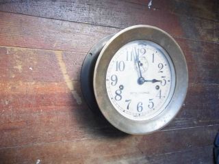 Seth Thomas Ship ' s Clock Double Mainspring 8 Day Brass Case like Chelsea 4