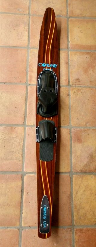 Vintage Connelly Comp 2 61 " Inlaid Mahogany Wood Water Ski Adjustable Bindings