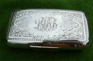 Lovely Victorian Silver Box (cigars?) By John Linegar - Birmingham 1870 - 5.  49oz