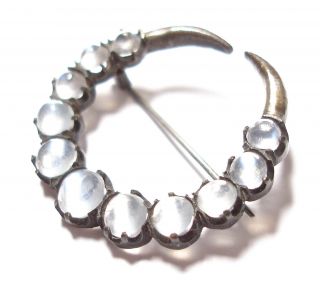 VINTAGE OR ANTIQUE SILVER & MOONSTONE BROOCH AF 2