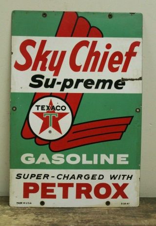 Vintage 1961 Porcelain Texaco Sky Chief Gas Pump Plate Sign