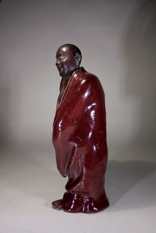 Antique Shiwan Chinese Pottery Figurine Mudman Mud Man Ox Blood Glaze 3