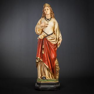 St Catherine Of Alexandria Statue | Saint Catharine Figure | Vintage Plaster 16 "
