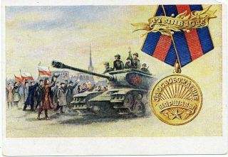 1946 Ww2 Liberation Of Warsaw Red Army Rkka Tank Crew Poland Russian Postcard