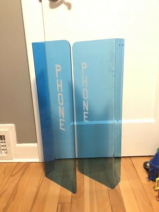 Vintage Blue Transparent Payphone Telephone Booth Sides Dividers Phone Sides