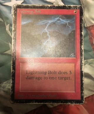Mtg 1x Beta Lightning Bolt Very Heavily Played / Damage X1 Vintage Magic