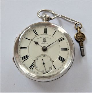 1895 Silver Cased English Lever Pocket Watch Hirst Bros Oldham In Order