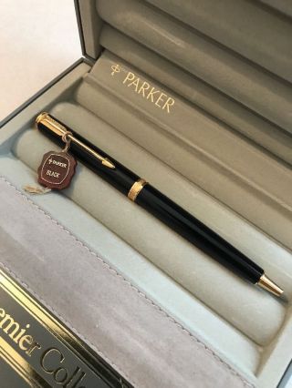 Vintage Parker Premier Black & Gold Ballpoint Pen