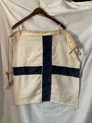 Nautical Vintage Flag White & Navy Letter X Big Dog Usa