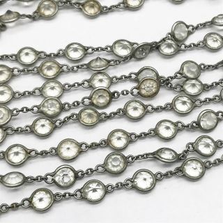 ANTIQUE PLATINON OPEN WORK PASTE SET FLAPPER LONG MUFF LADIES NECKLACE CHAIN 3