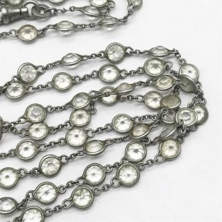 ANTIQUE PLATINON OPEN WORK PASTE SET FLAPPER LONG MUFF LADIES NECKLACE CHAIN 4