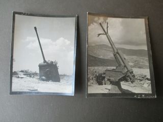 Two Vintage Photos.  Ww2 In Europe.  German Anti - Aircraft Gun.  Italy