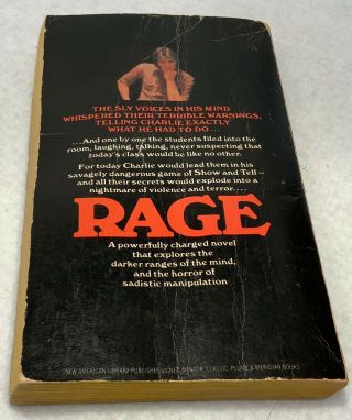 OOP c.  1977 STEPHEN KING Richard Bachman RAGE 1st PRINTING Signet PPB - Very Rare 3