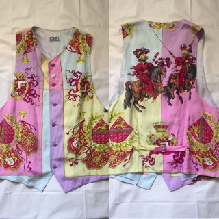 Rare Vtg Gianni Versace Pink Knight Vest Xl 52