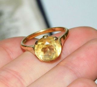 Antique,  Victorian 18ct Gold Ring With Large 3.  00ct Natural Citrine Gem 18k 18ct