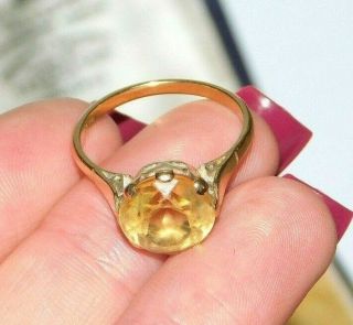 ANTIQUE,  VICTORIAN 18CT GOLD RING WITH LARGE 3.  00CT NATURAL CITRINE GEM 18K 18CT 2