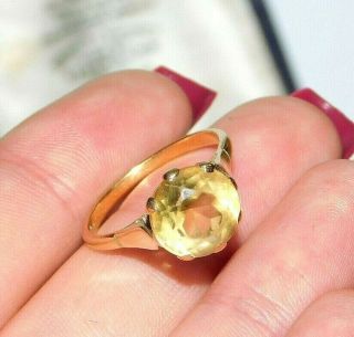 ANTIQUE,  VICTORIAN 18CT GOLD RING WITH LARGE 3.  00CT NATURAL CITRINE GEM 18K 18CT 3