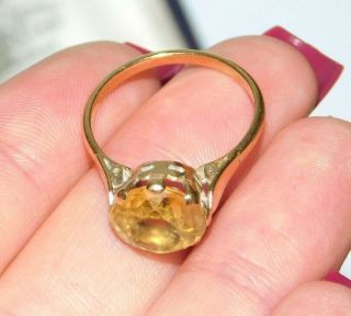 ANTIQUE,  VICTORIAN 18CT GOLD RING WITH LARGE 3.  00CT NATURAL CITRINE GEM 18K 18CT 4