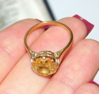 ANTIQUE,  VICTORIAN 18CT GOLD RING WITH LARGE 3.  00CT NATURAL CITRINE GEM 18K 18CT 7