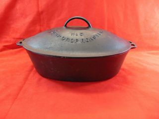 Vintage Wagner Ware 5 Cast Iron Cookware Drip Drop Oval Dutch Oven Roaster 1285