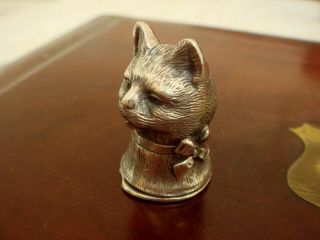 Solid Sterling Silver English Hallmarked Novelty Cat Vesta Case Match Safe