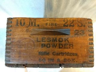 Rare Us Cartridge Co Lowell,  Mass 22s Rifle Small Arms Lesmok Powder Wood Box