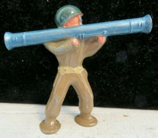 Vintage Barclay Lead Toy Pod Foot Soldier With Bazooka In Brown B - 261 Paint