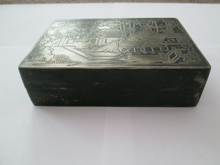 Antique Chinese Bronze Ink Box Signed