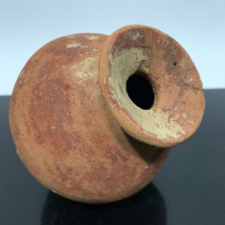 Ancient Pre - Columbian Artifact Orange Terra Cotta Art Pottery Water Vessel Vase