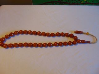 Vintage Faturan Islamic Prayer Beads - 33 beads - Butterscotch Bakelite 7