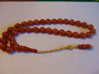Vintage Faturan Islamic Prayer Beads - 33 beads - Butterscotch Bakelite 8