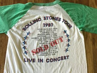 M - Vtg 1981 The Rolling Stones Live In Concert Raglan Tour T - Shirt Made USA 5