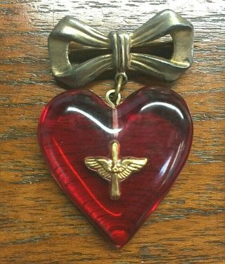 Wwii Bakelite Sterling Silver Army Air Corps Marine Fighter Pilot Sweetheart Pin