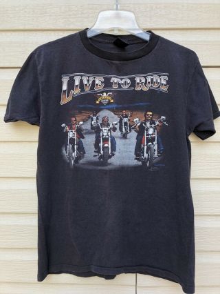 Vtg 80s 3d Emblem Live To Ride Soft Thin Sturgis Black Hills T Shirt S 38 Harley