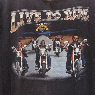 vtg 80s 3D EMBLEM Live to Ride soft thin STURGIS Black Hills t shirt S 38 Harley 4