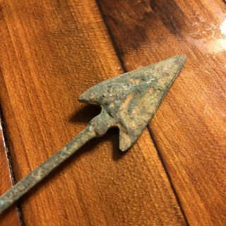 Ancient Roman Style Bronze Arrow Head Spear Point Zoomorphic Bird Image Tool