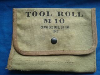 Ww2 Wwii Us Military Army Usmc Tool Roll M10 Crawford Mfg.  Co.  Dated 1942