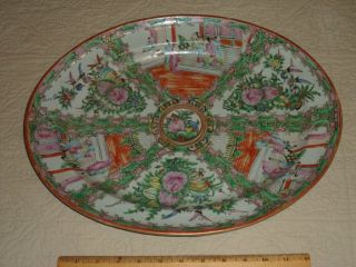 Antique 19th C Chinese Porcelain 16 - 1/2” Oval Platter - Famille Rose Medallion