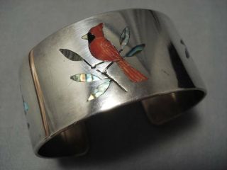 Important Vintage Zuni Dennis Edaakie Coral Turquoise Sterling Silver Bracelet