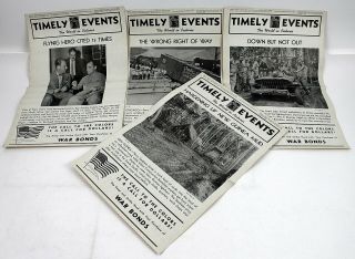 4 Timely Events Newspaper Posters 1943 Guinea World War 2 Ace Pilot S Cohen