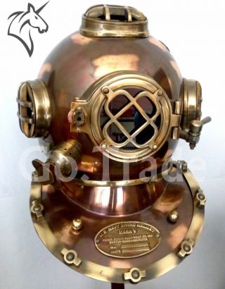 Us Navy Mark V Vintage Diving Divers Helmet Brass Steel Full Size Marine Gift