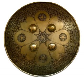 Handcrafted Wall Decor Shield 16 Inch From India With Carvings For Knight Armor