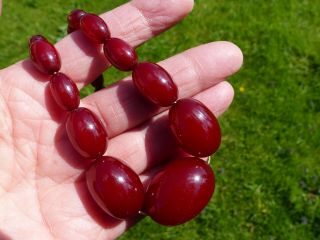 Vintage Cherry Red Bakelite Beads Necklace