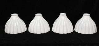 Vintage Fluted Milk Glass Torchiere Pendant Lamp Light Shade Set Of 4 Rare
