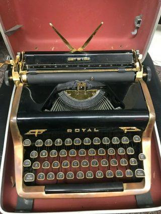 Rare Royal Quiet De Luxe 24k Plated Portable Typewriter